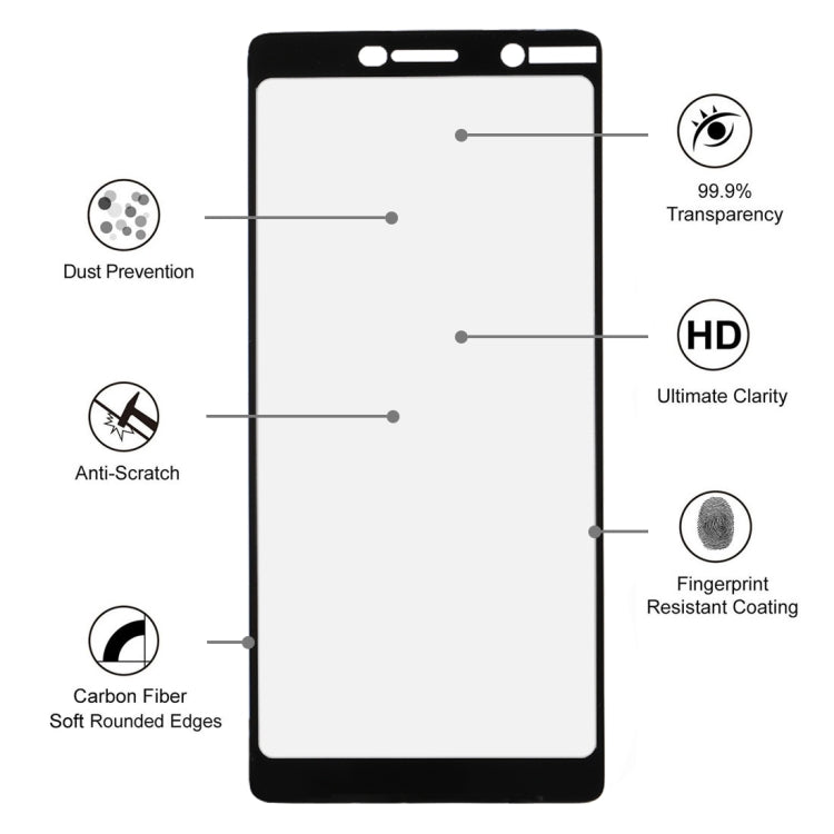 For Nokia 7 0.3mm 9H Surface Hardness 2.5D Explosion-proof Full Screen Tempered Glass Film(Black)