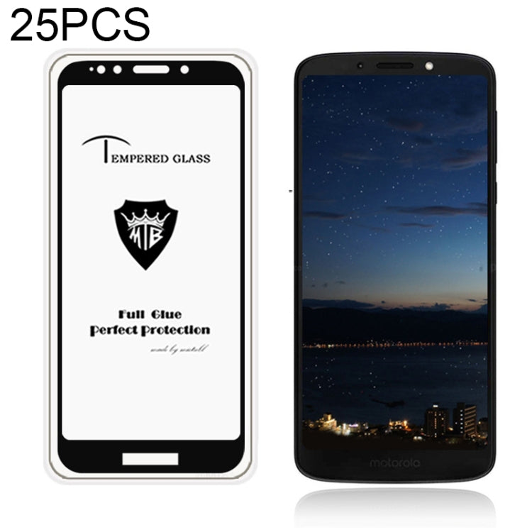 25 PCS MIETUBL Full Screen Full Glue Anti-fingerprint Tempered Glass Film for Motorola Moto G6 Play (Black)