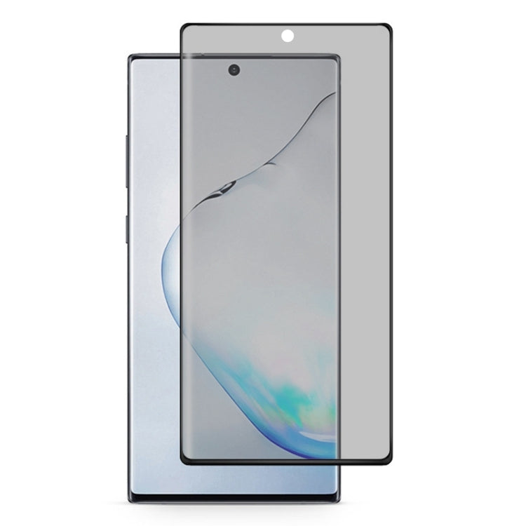 For Galaxy Note 10  0.3mm 9H Surface Hardness 3D Privacy Curved Edge Glue Curved Full Screen Tempered Glass Film, Fingerprint Unlock Is Not Supported (Black)