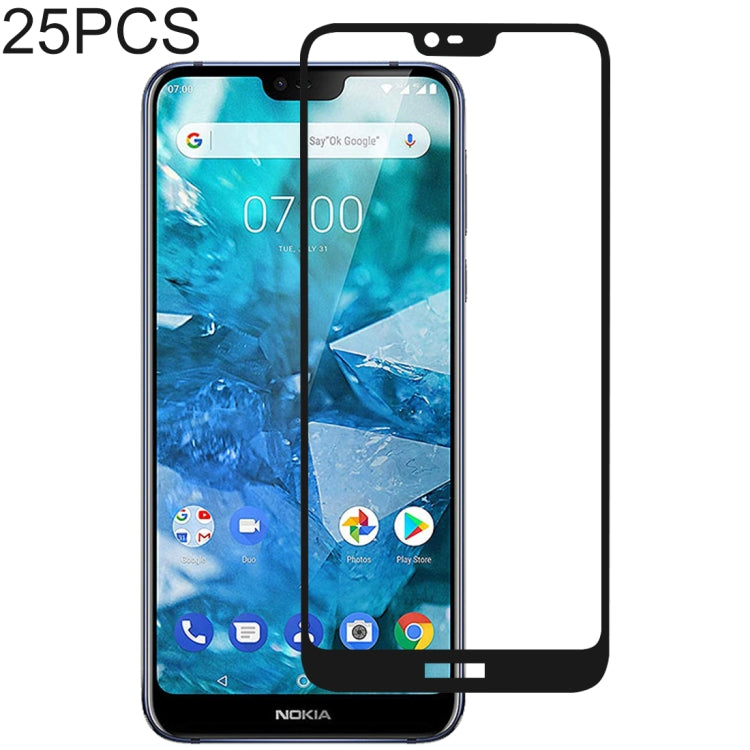 25 PCS Full Glue Full Cover Screen Protector Tempered Glass film for Nokia 7.1