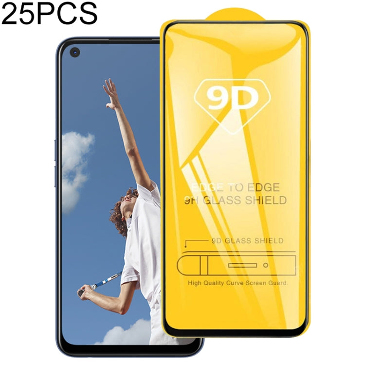 For OPPO A52 25 PCS 9D Full Glue Full Screen Tempered Glass Film