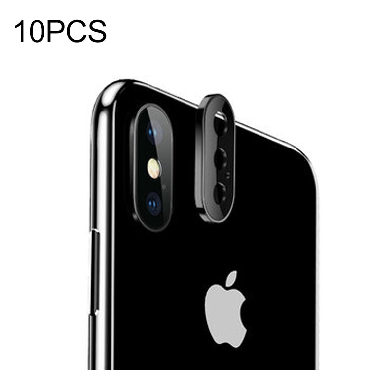 For iPhone XS 10pcs Titanium Alloy Metal Camera Lens Protector Tempered Glass Film