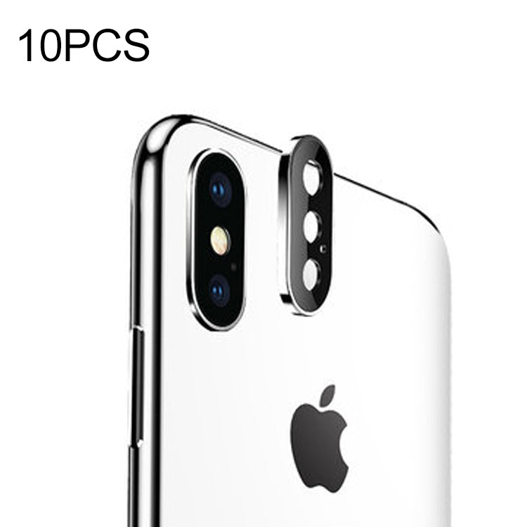 For iPhone XS 10pcs Titanium Alloy Metal Camera Lens Protector Tempered Glass Film
