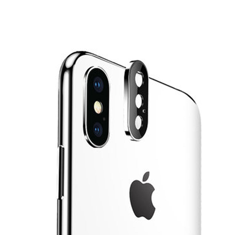 For iPhone X Titanium Alloy Metal Camera Lens Protector Tempered Glass FilmS(Silver)