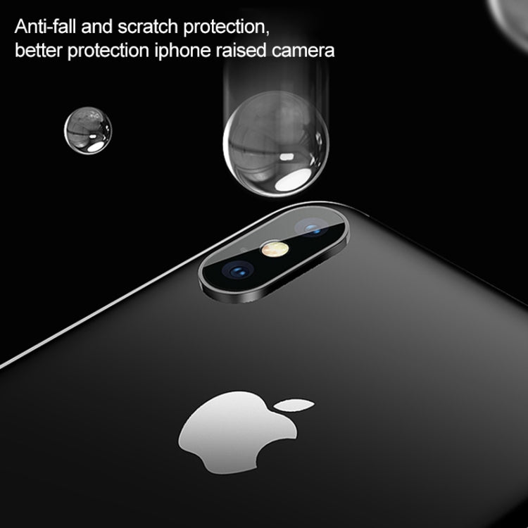 For iPhone X Titanium Alloy Metal Camera Lens Protector Tempered Glass FilmS(Silver)