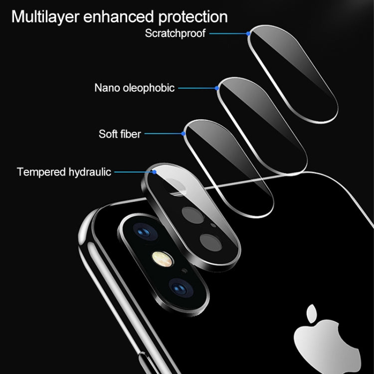 For iPhone X Titanium Alloy Metal Camera Lens Protector Tempered Glass FilmS(Silver)