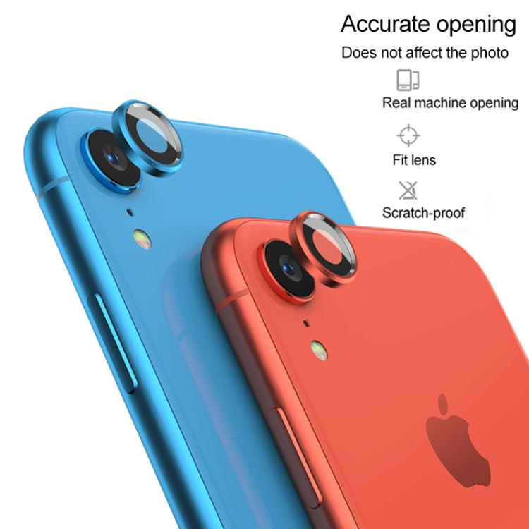 For iPhone XR 10pcs Titanium Alloy Metal Camera Lens Protector Tempered Glass Film(Gold)