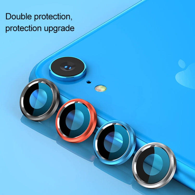 For iPhone XR 10pcs Titanium Alloy Metal Camera Lens Protector Tempered Glass Film(Gold)