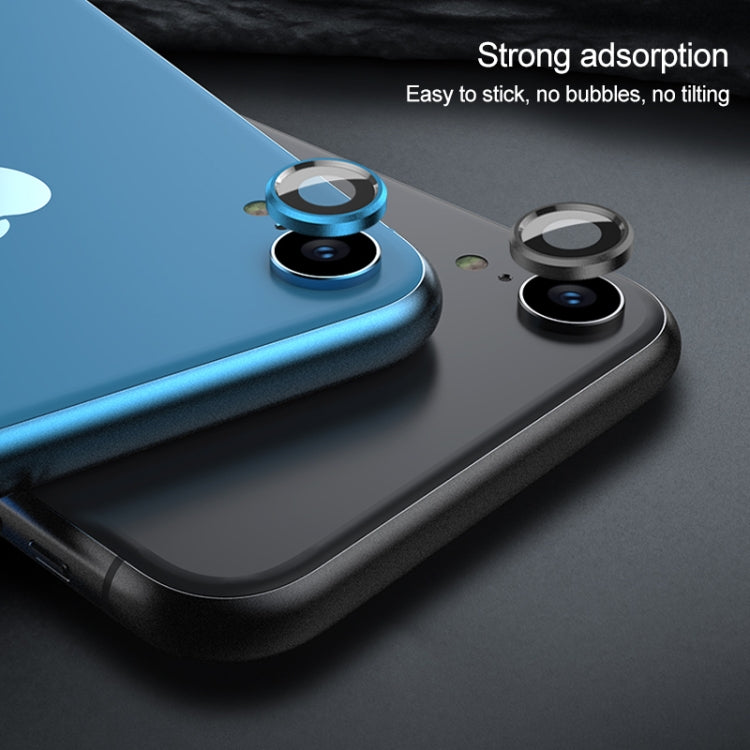 For iPhone XR 10pcs Titanium Alloy Metal Camera Lens Protector Tempered Glass Film(Gold)