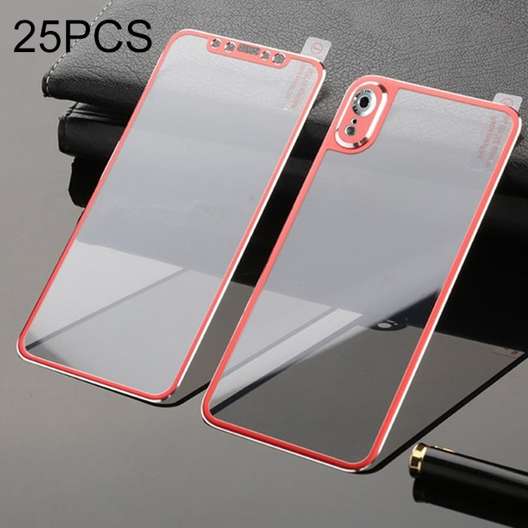 For iPhone XR 25pcs Titanium Alloy Edge Full Coverage Front + Back Tempered Glass Screen Protector
