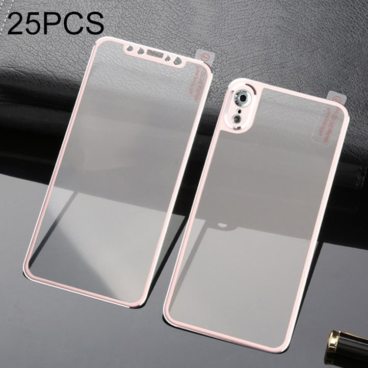 For iPhone XR 25pcs Titanium Alloy Edge Full Coverage Front + Back Tempered Glass Screen Protector