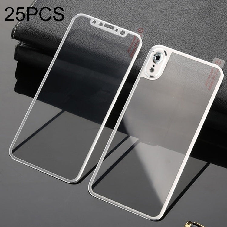 For iPhone XR 25pcs Titanium Alloy Edge Full Coverage Front + Back Tempered Glass Screen Protector
