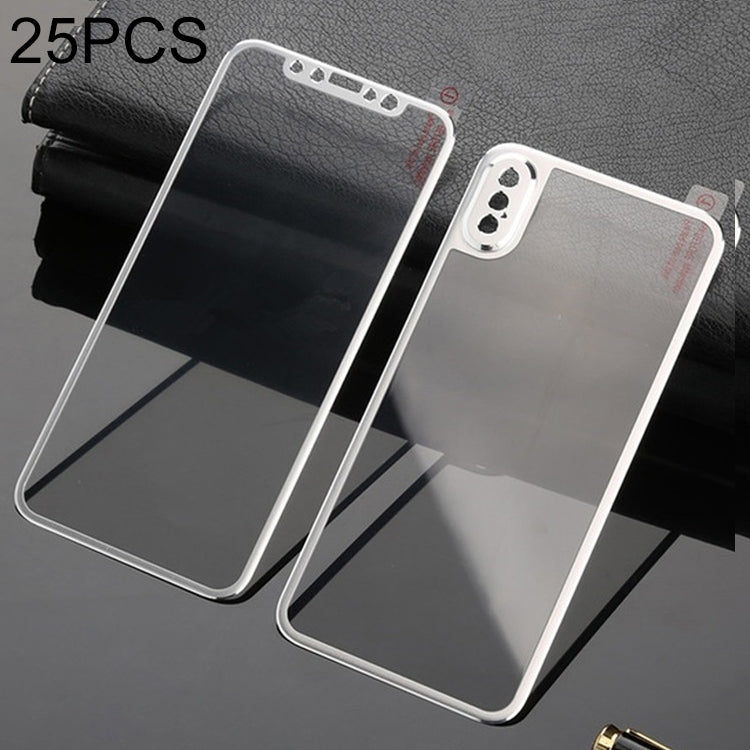 For iPhone XS / X 25pcs Titanium Alloy Edge Full Coverage Front + Back Tempered Glass Screen Protector