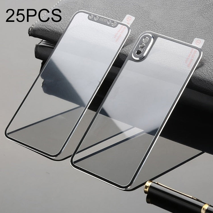 For iPhone XS Max 25pcs Titanium Alloy Edge Full Coverage Front + Back Tempered Glass Screen Protector