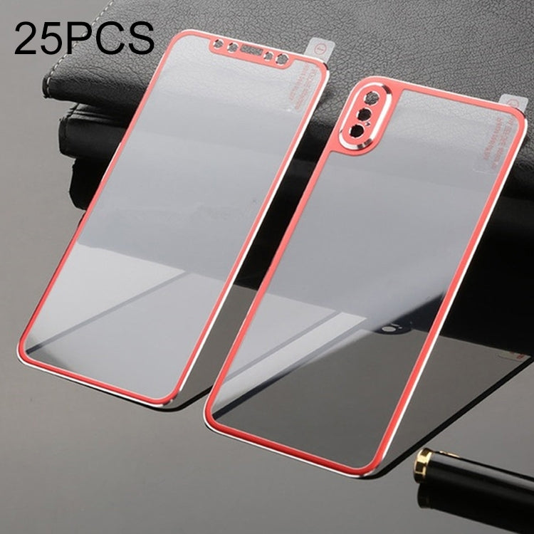 For iPhone XS Max 25pcs Titanium Alloy Edge Full Coverage Front + Back Tempered Glass Screen Protector