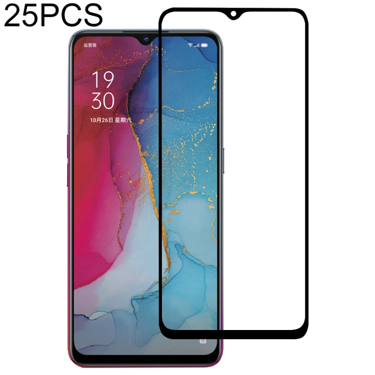 25 PCS For OPPO Reno 3 / Reno3 Youth Full Glue Full Cover Screen Protector Tempered Glass Film
