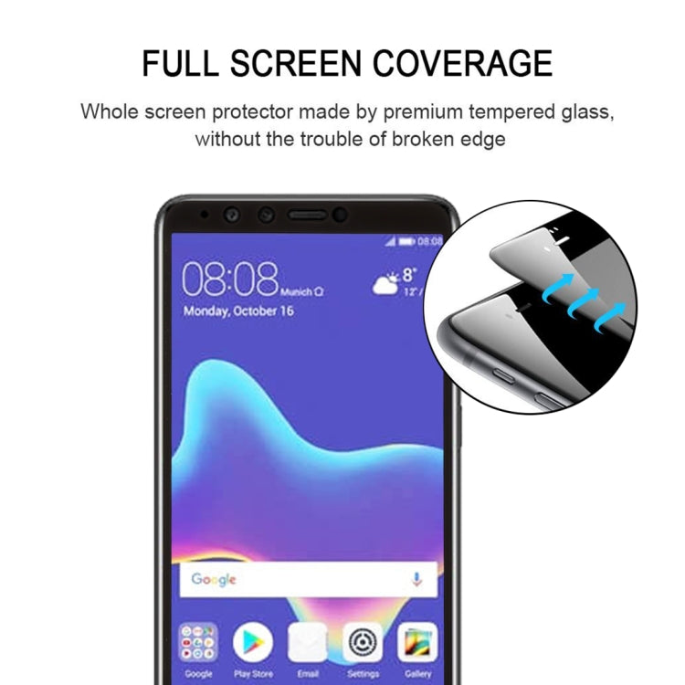 0.26mm 9H 2.5D Anti-scratch Silk-screen Tempered Glass Full Screen Film for Huawei Y9 (2018)