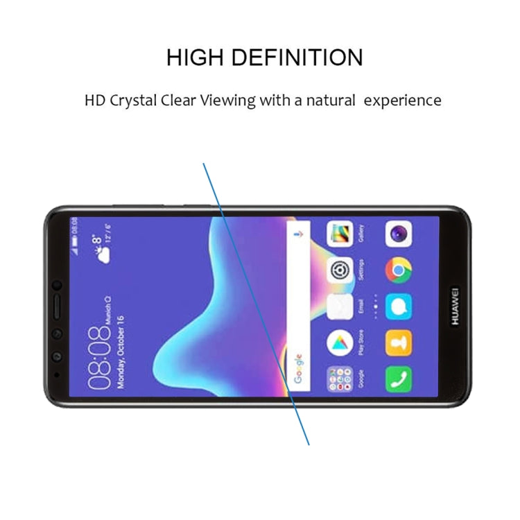 0.26mm 9H 2.5D Anti-scratch Silk-screen Tempered Glass Full Screen Film for Huawei Y9 (2018)