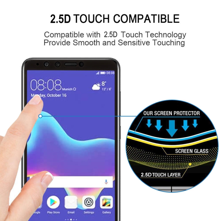 0.26mm 9H 2.5D Anti-scratch Silk-screen Tempered Glass Full Screen Film for Huawei Y9 (2018)