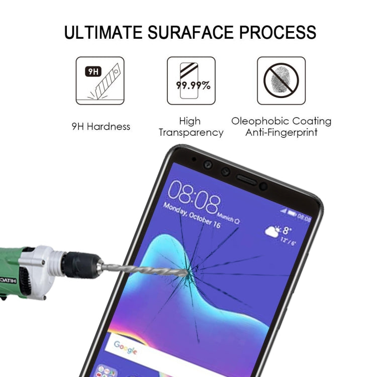 0.26mm 9H 2.5D Anti-scratch Silk-screen Tempered Glass Full Screen Film for Huawei Y9 (2018)