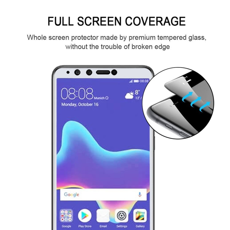 0.26mm 9H 2.5D Anti-scratch Silk-screen Tempered Glass Full Screen Film for Huawei Y9 (2018)