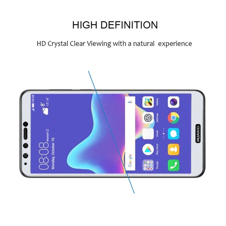 0.26mm 9H 2.5D Anti-scratch Silk-screen Tempered Glass Full Screen Film for Huawei Y9 (2018)