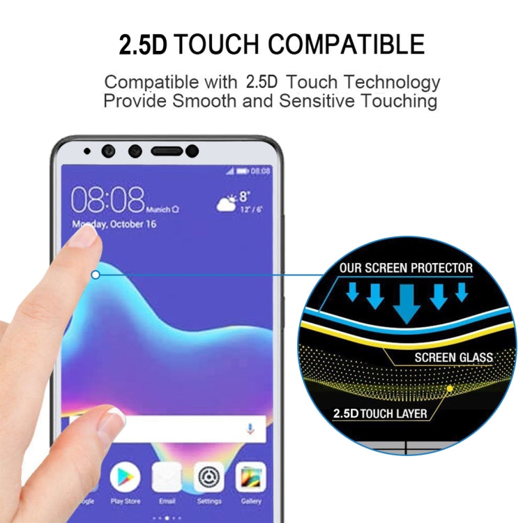 0.26mm 9H 2.5D Anti-scratch Silk-screen Tempered Glass Full Screen Film for Huawei Y9 (2018)