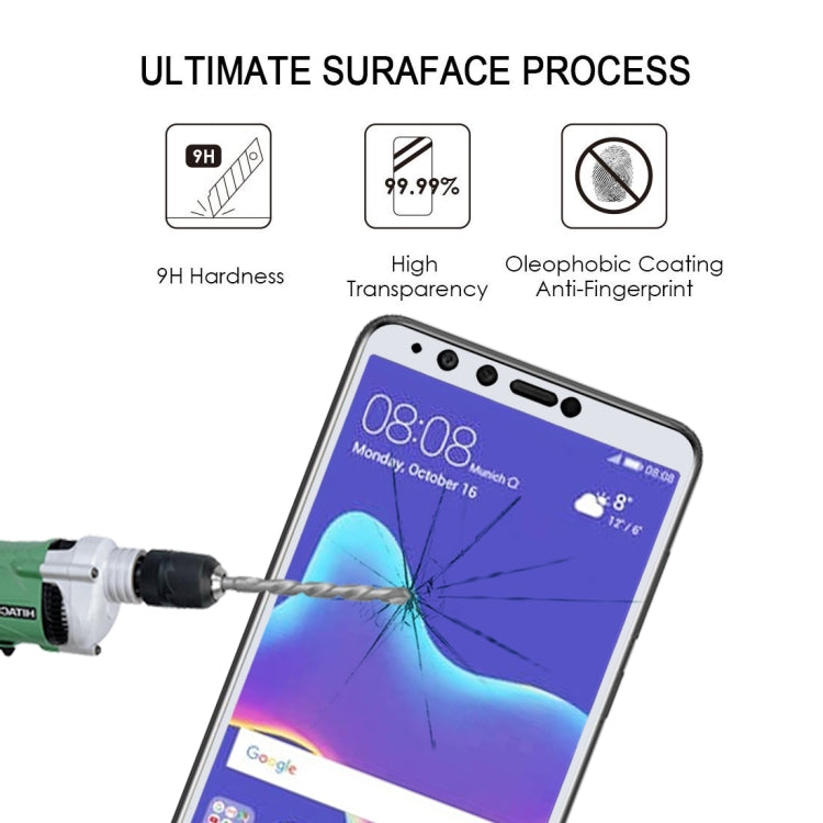 0.26mm 9H 2.5D Anti-scratch Silk-screen Tempered Glass Full Screen Film for Huawei Y9 (2018)