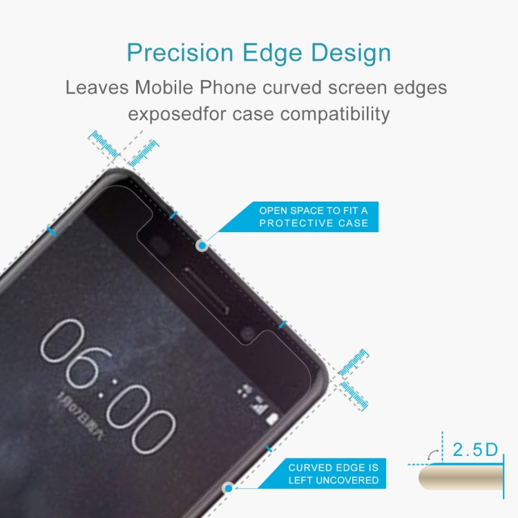 50 PCS for Nokia 6 0.26mm 9H Surface Hardness 2.5D Curved Tempered Glass Screen Protector Film