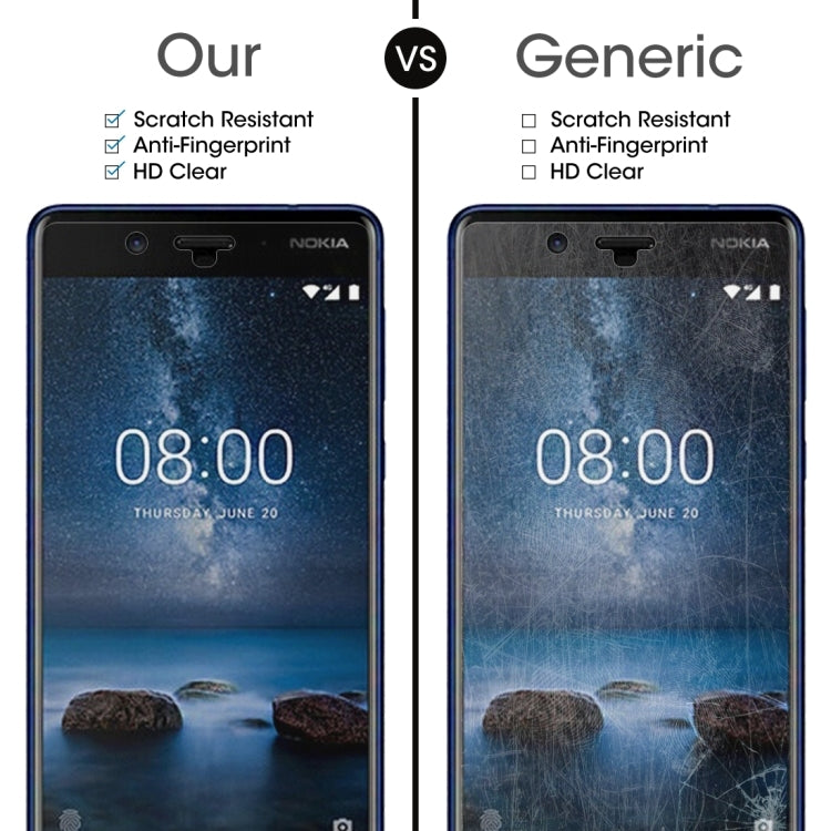 2 PCS Nokia 8 0.26mm 9H Surface Hardness 2.5D Curved Edge Tempered Glass Screen Protector