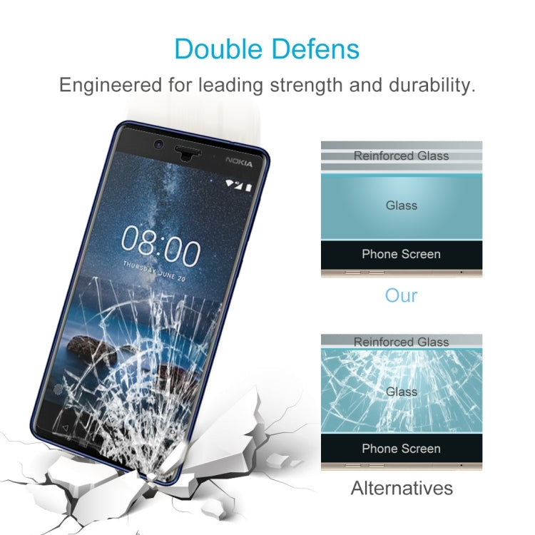 50 PCS Nokia 8 0.26mm 9H Surface Hardness 2.5D Curved Edge Tempered Glass Screen Protector