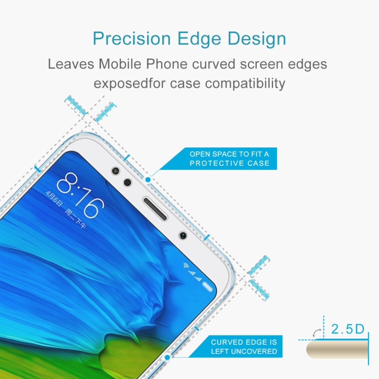 50 PCS for Xiaomi Redmi 5 Plus  0.26mm 9H Surface Hardness 2.5D Curved Edge Tempered Glass Screen Protector