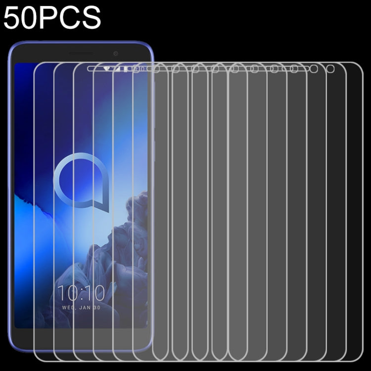 50 PCS For Alcatel 1X (2019) 2.5D Non-Full Screen Tempered Glass Film