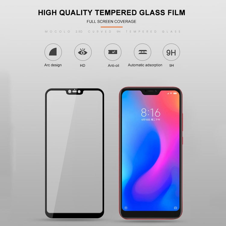 mocolo 0.33mm 9H 2.5D Silk Print Tempered Glass Film for Xiaomi Redmi Note 6 (Black)