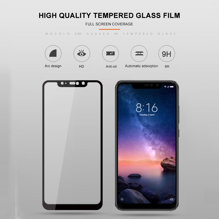 mocolo 0.33mm 9H 2.5D Silk Print Tempered Glass Film for Xiaomi Redmi Note 6 Pro