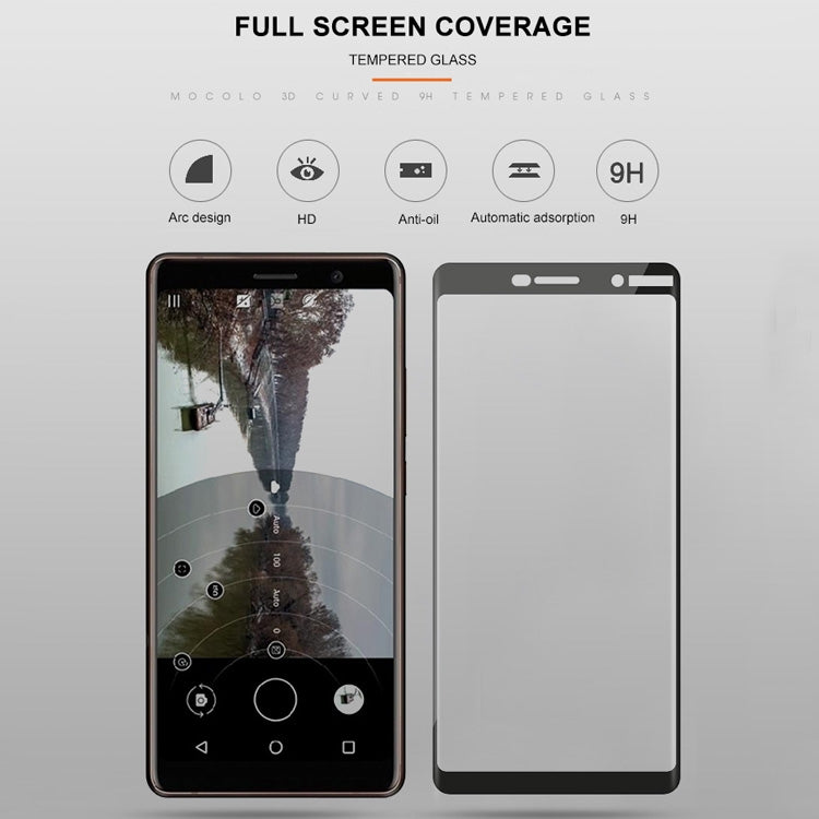 mocolo 0.33mm 9H 3D Curved Full Screen Tempered Glass Film for Nokia 7 Plus (Black)