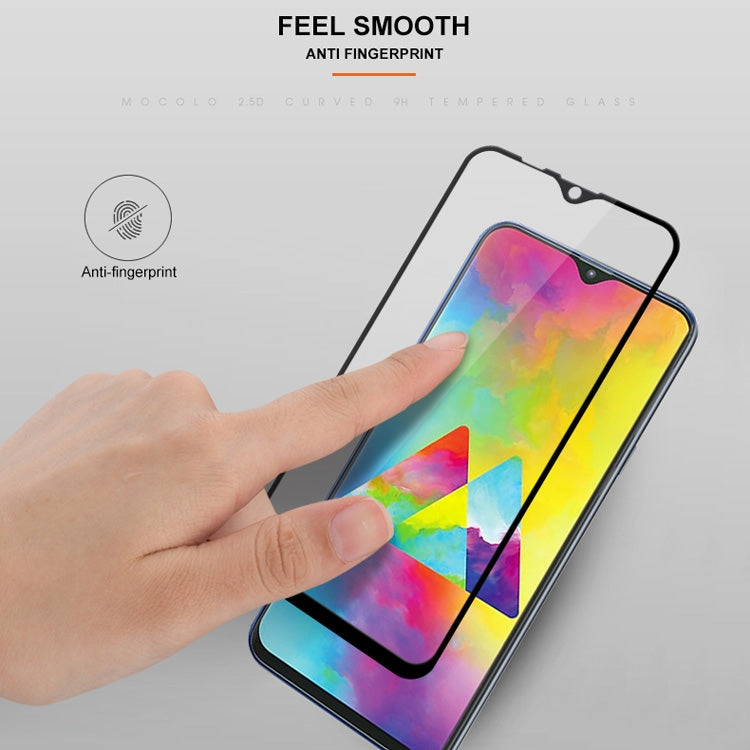 mocolo 0.33mm 9H 2.5D Silk Print Tempered Glass Film for Galaxy M20(Black)