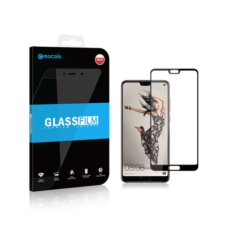 mocolo 0.33mm 9H 2.5D Silk Print Tempered Glass Film for Huawei P20 (Black)