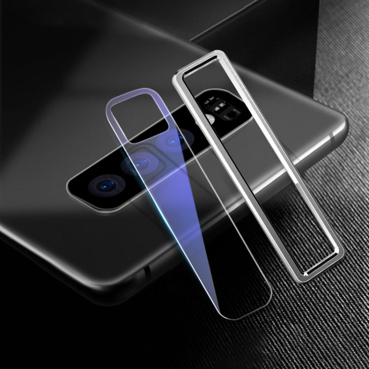 Scratchproof Mobile Phone Metal Rear Camera Lens Ring + Rear Camera Lens Tempered Protective Film Set for Samsung Galaxy S10+