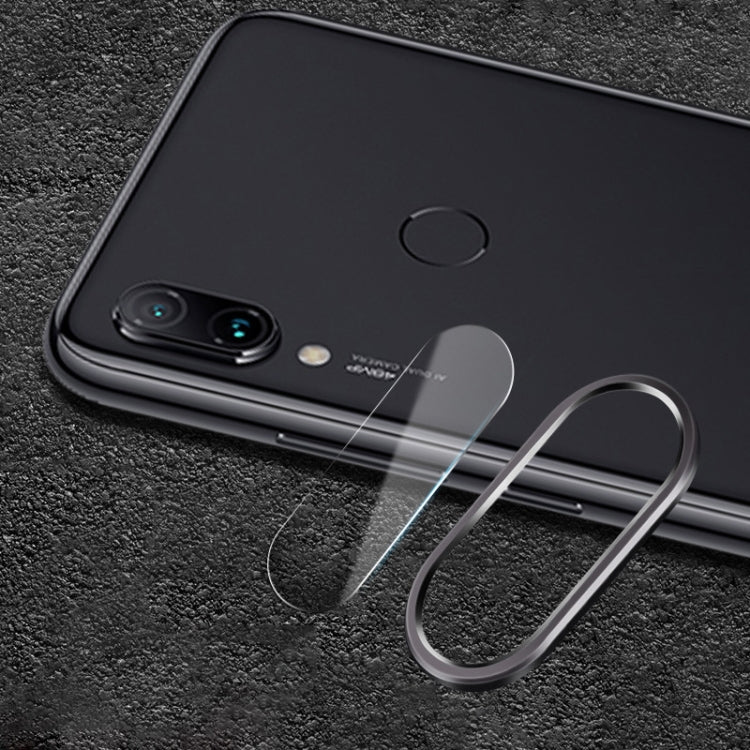 Scratchproof Mobile Phone Metal Rear Camera Lens Ring + Rear Camera Lens Tempered Protective Film Set for Xiaomi Redmi Note 7