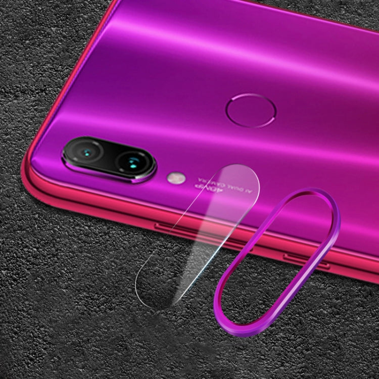 Scratchproof Mobile Phone Metal Rear Camera Lens Ring + Rear Camera Lens Tempered Protective Film Set for Xiaomi Redmi Note 7
