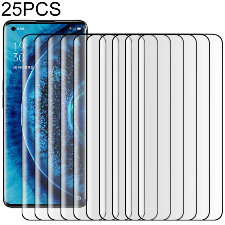 25 PCS For OPPO Find X2 Pro 9H HD 3D Curved Edge Tempered Glass Film
