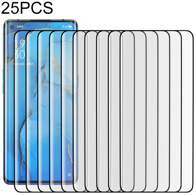 25 PCS For OPPO Reno3 Pro 9H HD 3D Curved Edge Tempered Glass Film