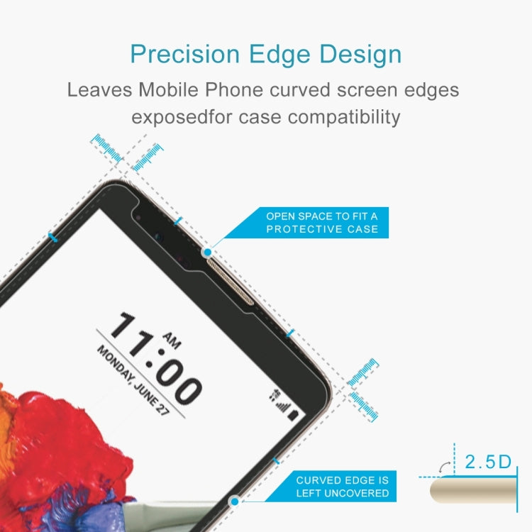 100 PCS 0.26mm 9H 2.5D Tempered Glass Film for LG Stylo 2 Plus / K550