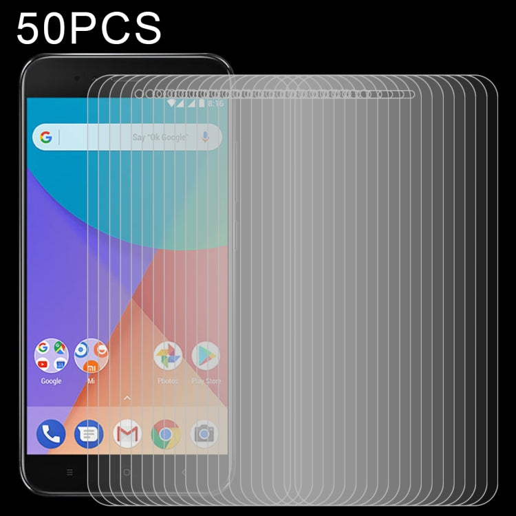 50 PCS 0.26mm 9H 2.5D Tempered Glass Film for Xiaomi Mi A1