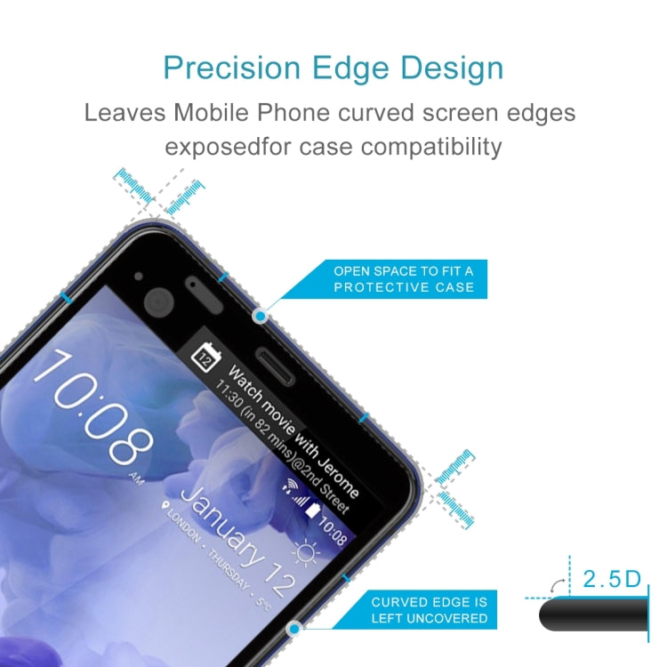 For HTC U Ultra 0.3mm 9H Surface Hardness 2.5D Curved Silk-screen Full Screen Tempered Glass Screen Protector