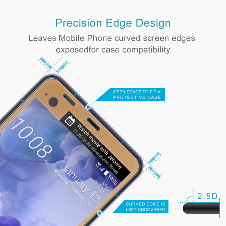 For HTC U Ultra 0.3mm 9H Surface Hardness 2.5D Curved Silk-screen Full Screen Tempered Glass Screen Protector