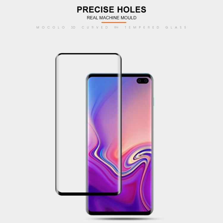 mocolo 0.33mm 9H 3D Round Edge Tempered Glass Film for Galaxy S10+, Fingerprint Unlock Is Not Supported (Black)
