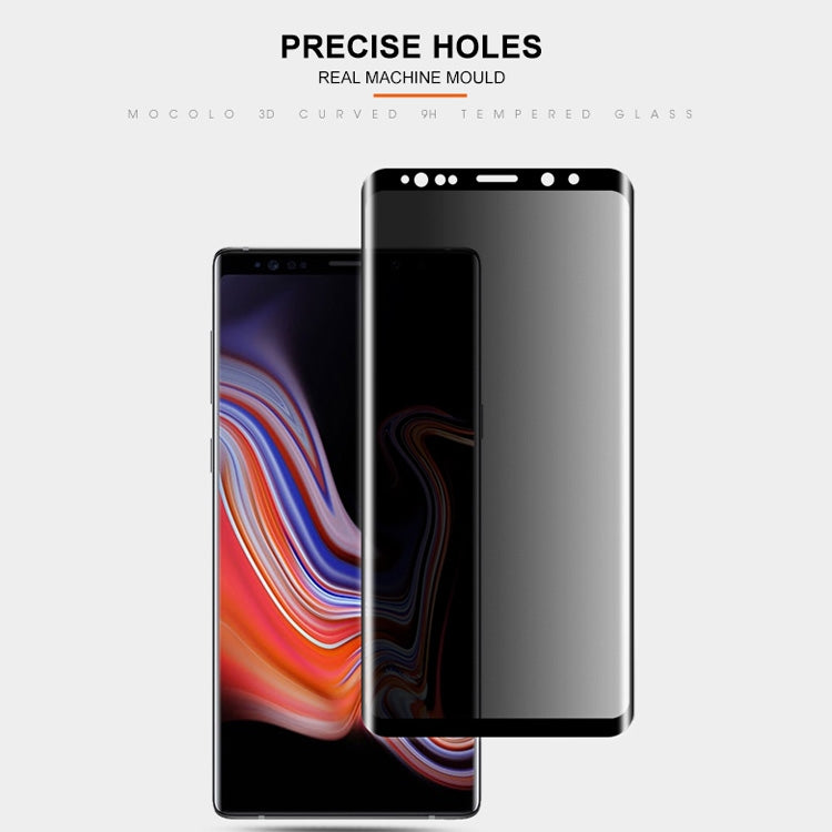 mocolo 0.33mm 9H 3D Round Edge Privacy Anti-glare Tempered Glass Film for Galaxy Note9 (Black)