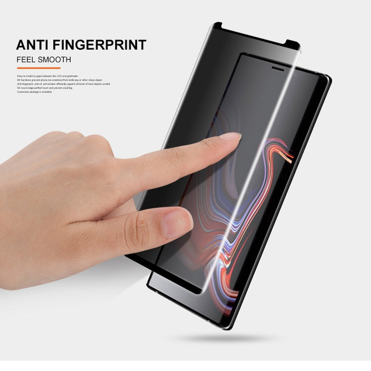 mocolo 0.33mm 9H 3D Round Edge Privacy Anti-glare Tempered Glass Film for Galaxy Note9 (Black)